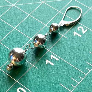 New Genuine 925 Sterling Silver Beads Lever Earrings Gift Box